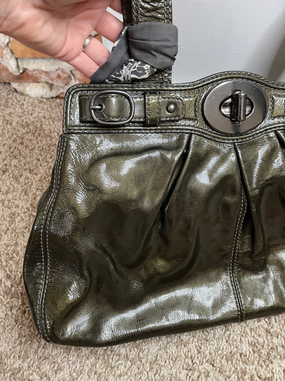Coach D0973-13915 Mia Gunmetal Pleated Leather Carryall Shoulder Bag - Picture 5 of 16